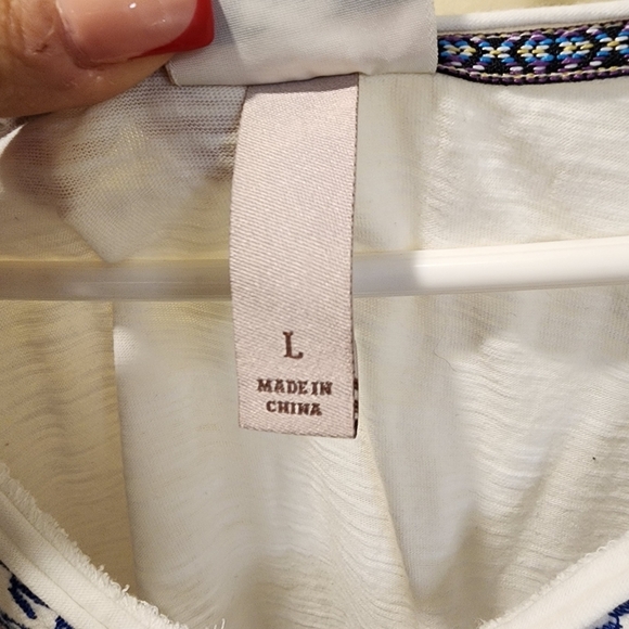 KNOX ROSE white Embroidered boho blouse size L - Picture 11 of 13